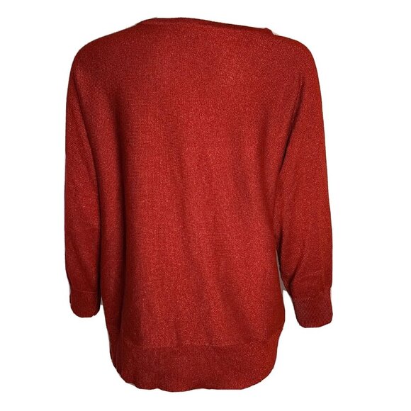 Croft & Barrow Sweater Womens Size XL Solid All Red Glitter Long Sleeve Pullover - Picture 3 of 7